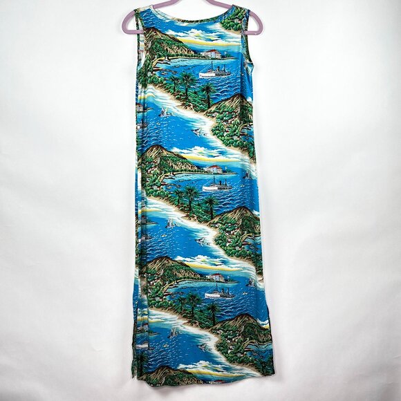 Dressing Clio Petite | Hawaiian Scenic Maxi Dress | Sleeveless Rayon | Size PS - Picture 1 of 10